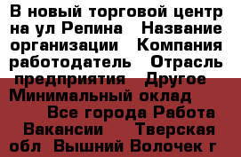 В новый торговой центр на ул Репина › Название организации ­ Компания-работодатель › Отрасль предприятия ­ Другое › Минимальный оклад ­ 10 000 - Все города Работа » Вакансии   . Тверская обл.,Вышний Волочек г.